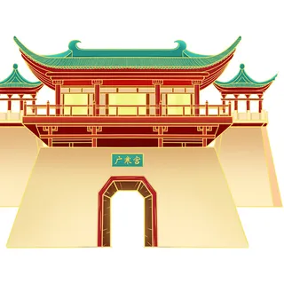 复古中国风国潮古建筑插画手绘高楼古塔PSD素材亭子png免抠图