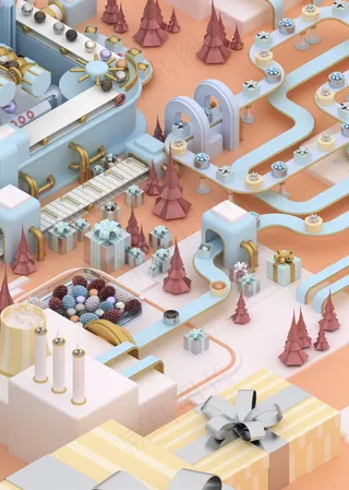 圣诞节3D建模礼品工厂