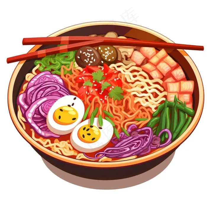 面条泡面美食插画免抠(1024x1024)