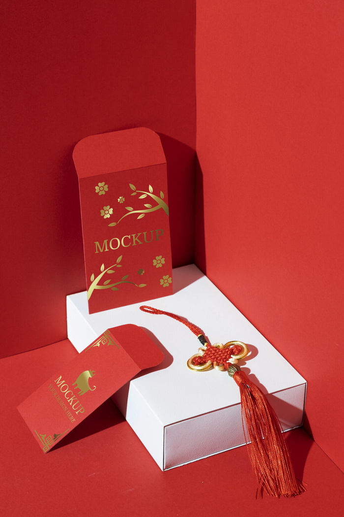 设计两个红包样机红色背景