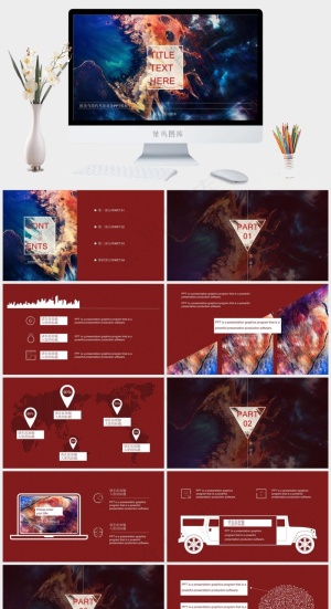 欧美风简约风景商务PPT模板预览图
