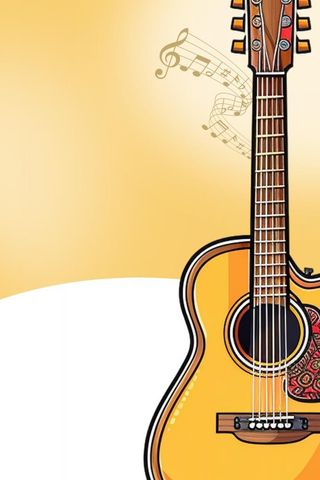 吉他弹奏音乐黄色背景