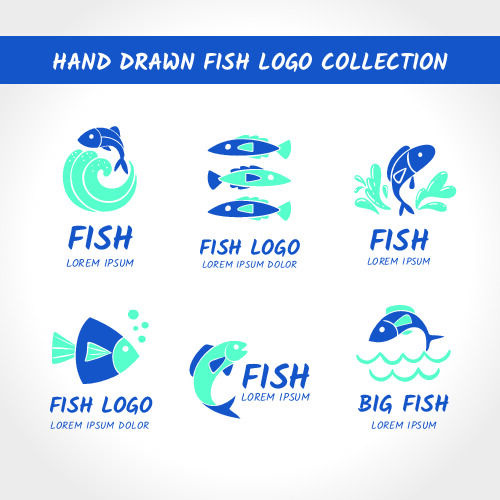 商务海洋鱼类海鲜图标LOGO标识标志标签水产图形AI矢量EPS素材图eps,ai矢量模版下载