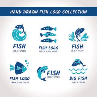 商务海洋鱼类海鲜图标LOGO标识标志标签水产图形AI矢量EPS素材图