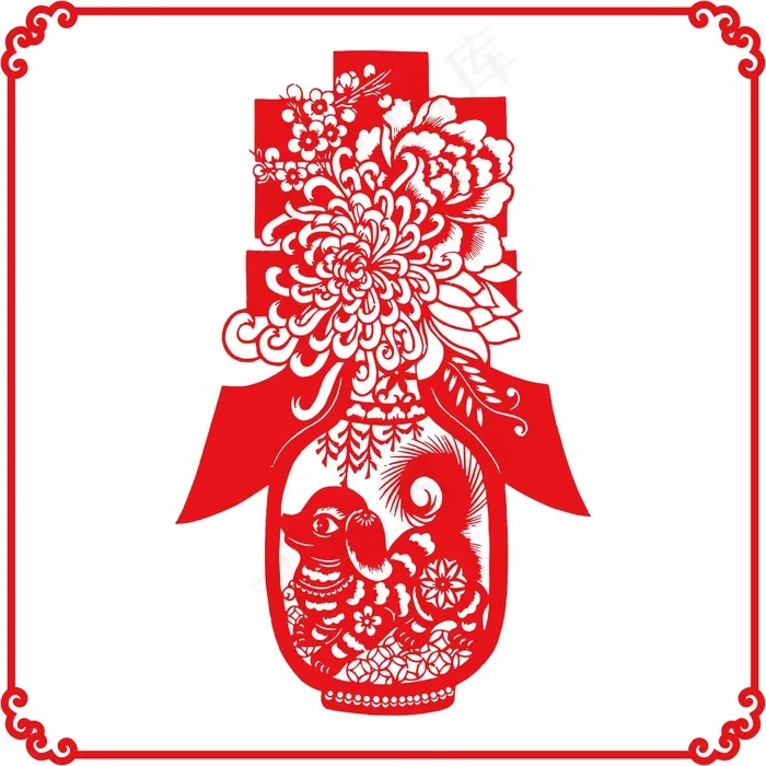 狗年剪纸 剪纸风元素ai矢量模版下载