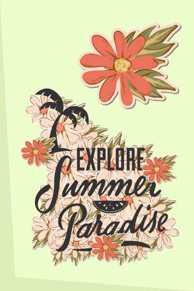 夏天海报矢量插画扁平风格