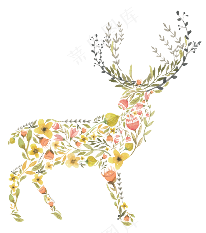 免扣素材梅花鹿插画