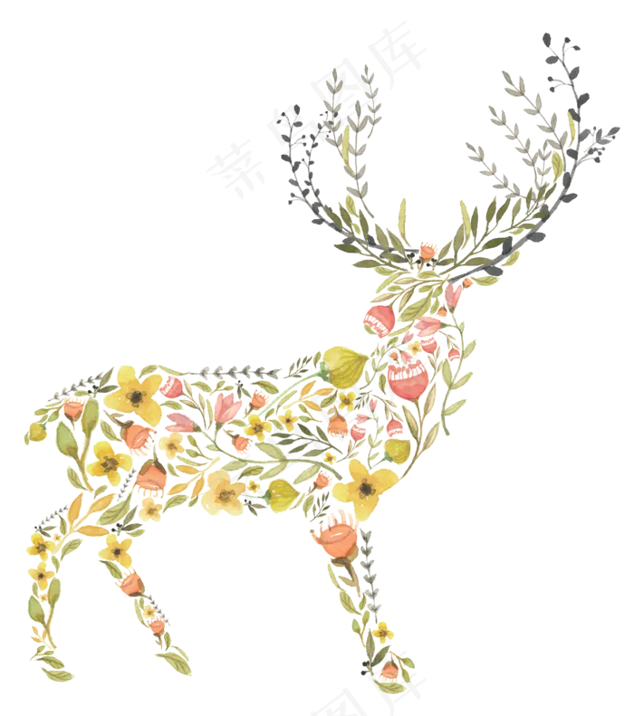 免扣素材梅花鹿插画