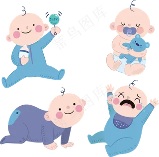 开心苦恼的可爱婴儿