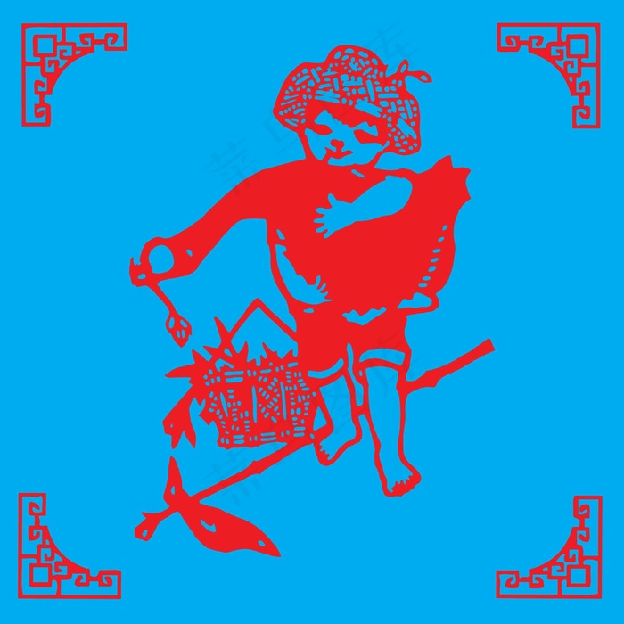 小孩剪纸 剪纸风元素