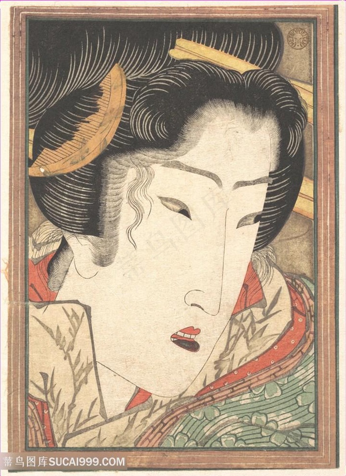 喜多川歌磨唯美日系肖像装饰画