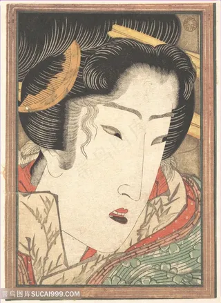 喜多川歌磨唯美日系肖像装饰画