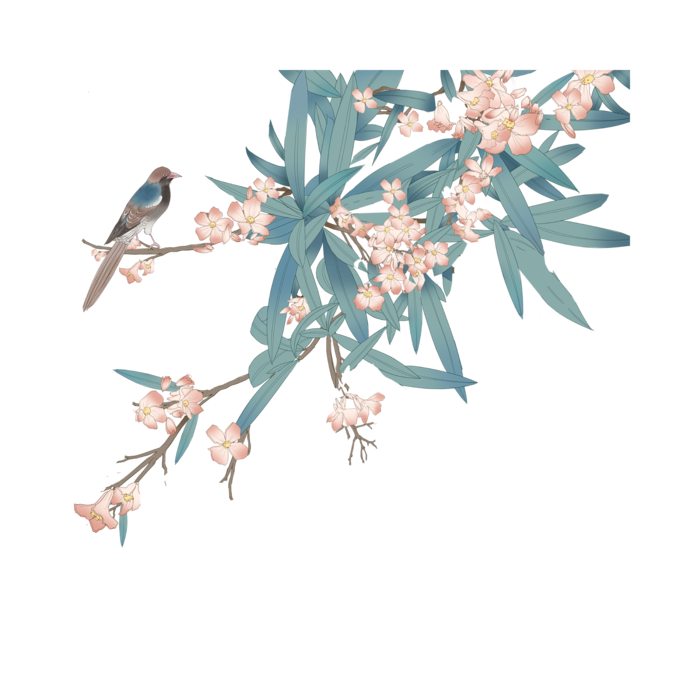 手绘古风花鸟免扣手绘元素古风花鸟元素 