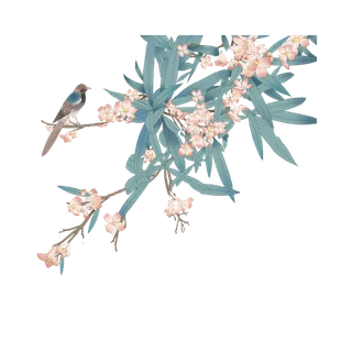 手绘古风花鸟免扣手绘元素古风花鸟元素 