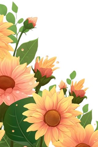 向日葵花朵插画元素