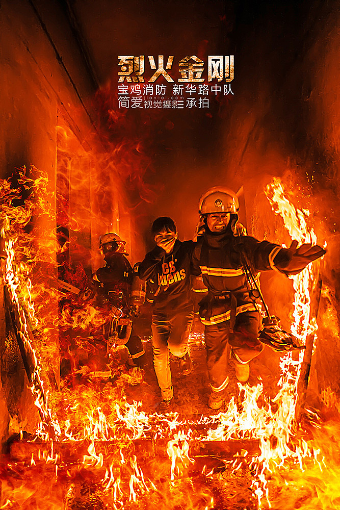 平面 红色 消防 海报