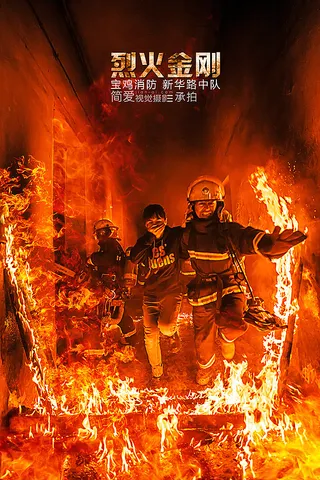 平面 红色 消防 海报