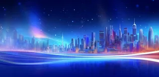 蓝色科技线条城市几何背景