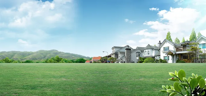 草地风景别墅景色PSD素材 草地风景别墅景色PSD素材