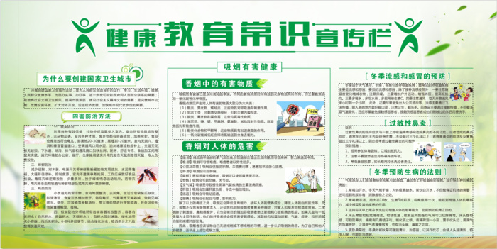 健康教育常识宣传栏展厅展馆文化墙cdr矢量模版下载