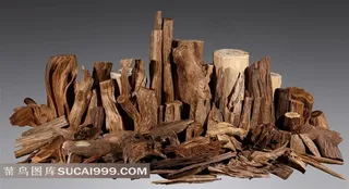 堆积在一起的沉香木图片