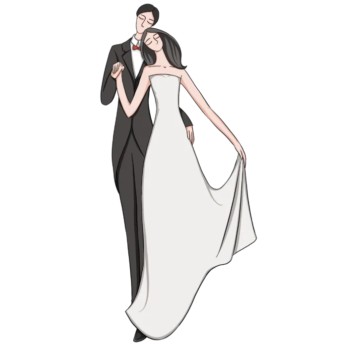 婚纱卡通人物婚礼白纱结婚婚纱摄影手绘
