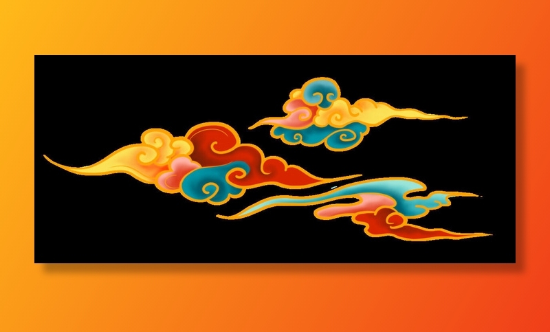 中国风中式国潮敦煌云纹祥云插画图案云朵云彩元素PSDAI设计素材