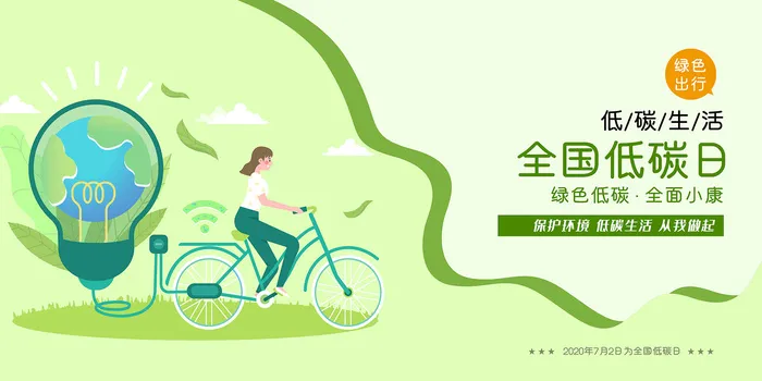 简约卡通创意全国低碳日环保宣传海报展板