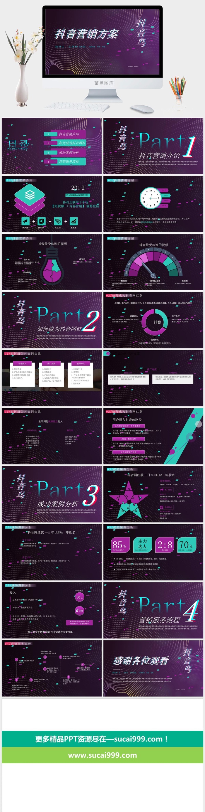 抖音短视频运营课件ppt教程策划推广营销方案PPT模板培训教学案例