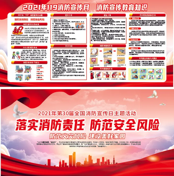 消防安全全国消防日宣传栏cdr矢量模版下载