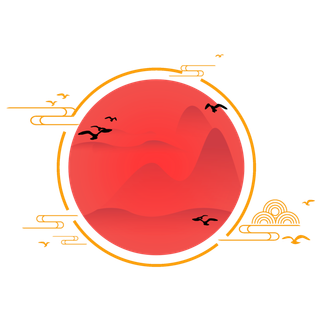 中国风中式传统祥云图案国潮古风边框云纹装饰元素PNG免抠素材图