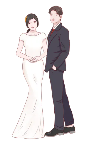 婚纱卡通人物婚礼白纱结婚婚纱摄影手绘