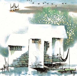 江南水乡之冬设计图片素材