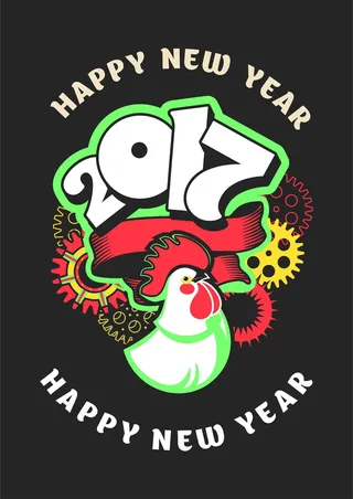 大公鸡涂鸦工业齿轮