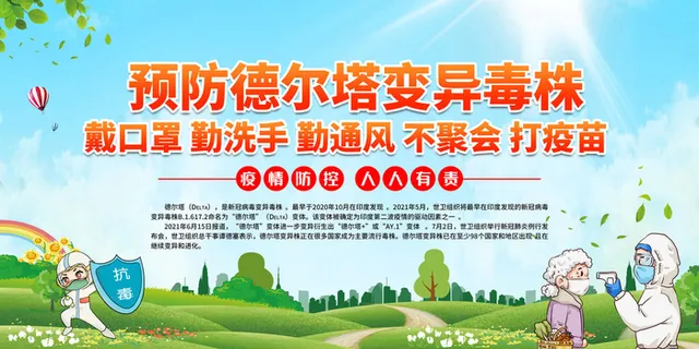 绿色清新校园防疫德尔塔病毒医疗展板 绿色清新校园防疫德尔塔病毒医疗展板