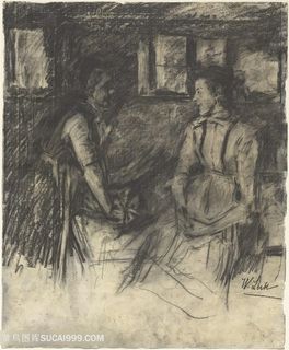 素描卧室人物装饰画