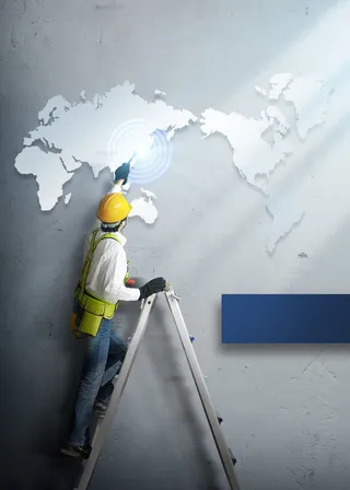 房地末来建筑工人海报