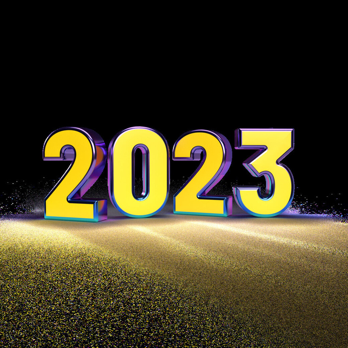 兔年2023年数字黑金色背景