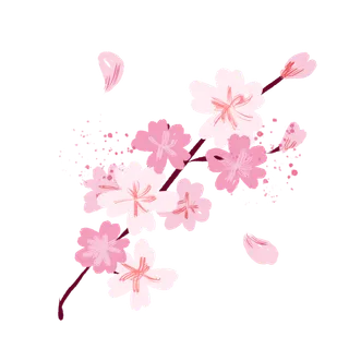 春天浪漫粉红色樱花手绘樱花梅花桃花花朵图片PNG免扣素材