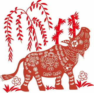 牛剪纸 剪纸风元素