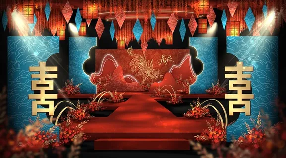 红色古风中式婚礼效果图