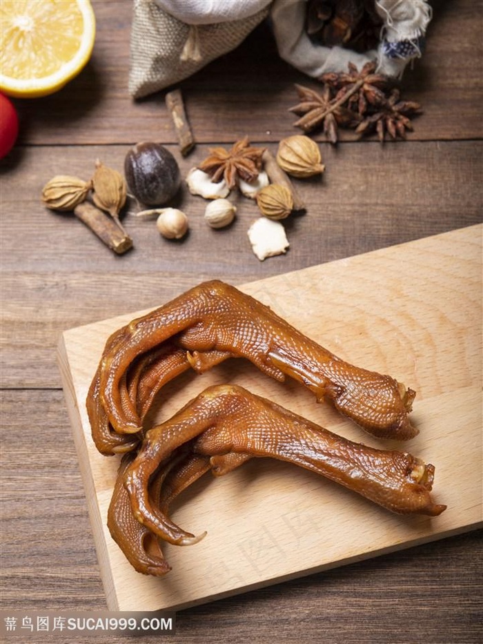 复古风卤鹅翅摄影图