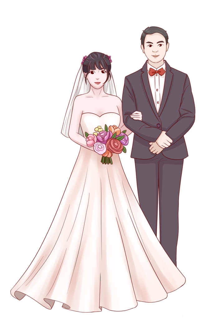 婚纱卡通人物婚礼白纱结婚婚纱摄影手绘