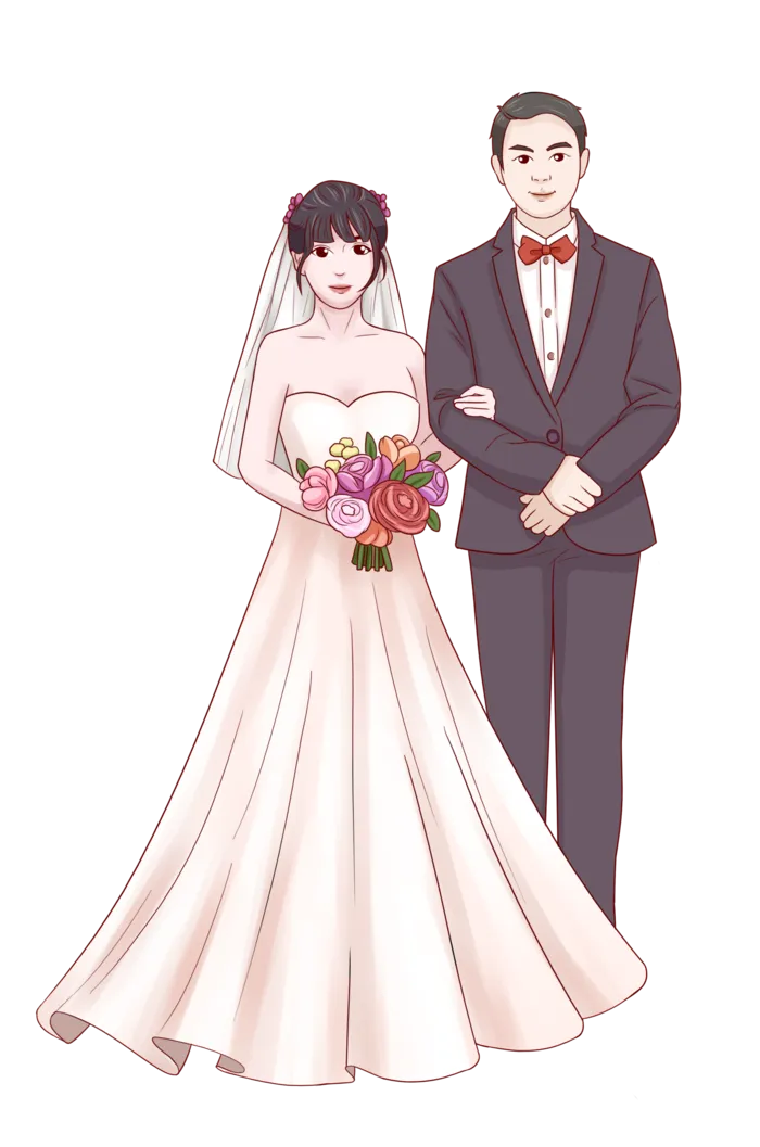 婚纱卡通人物婚礼白纱结婚婚纱摄影手绘