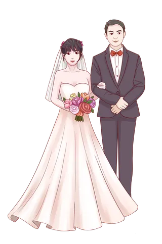 婚纱卡通人物婚礼白纱结婚婚纱摄影手绘