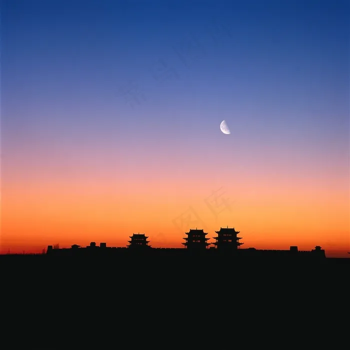 万里长城黄昏风光风景图片