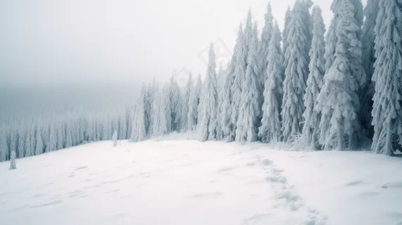 冬季雪景白雪雾凇覆盖摄影图 
