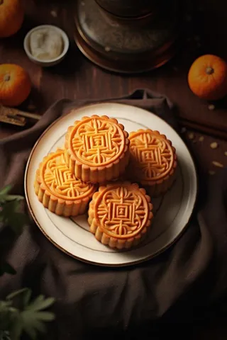 月饼复古美食温馨节日海报背景