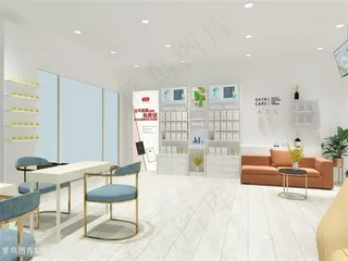 肌后美妆共享店铺肌后云南店设计图店内3D图