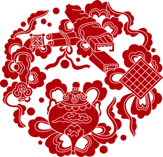 红色喜庆简约风传统吉祥纹样纹路纹理免扣PNG素材图片 (18)